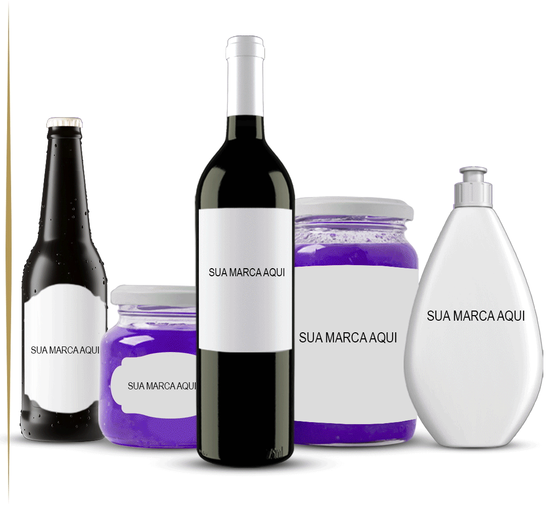 Mockups de embalagens com rótulo personalizado: garrafa, pote, vinho e frasco