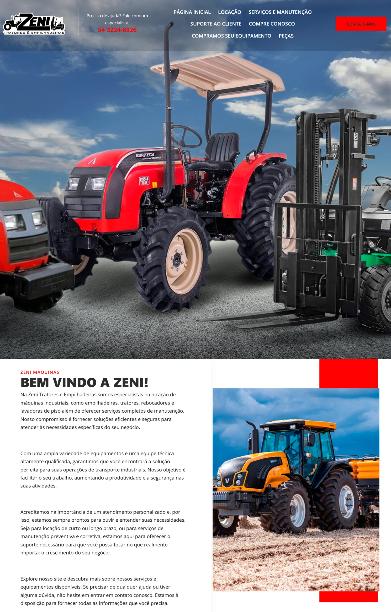 Site institucional Zeni Máquinas, empresa de máquinas industriais