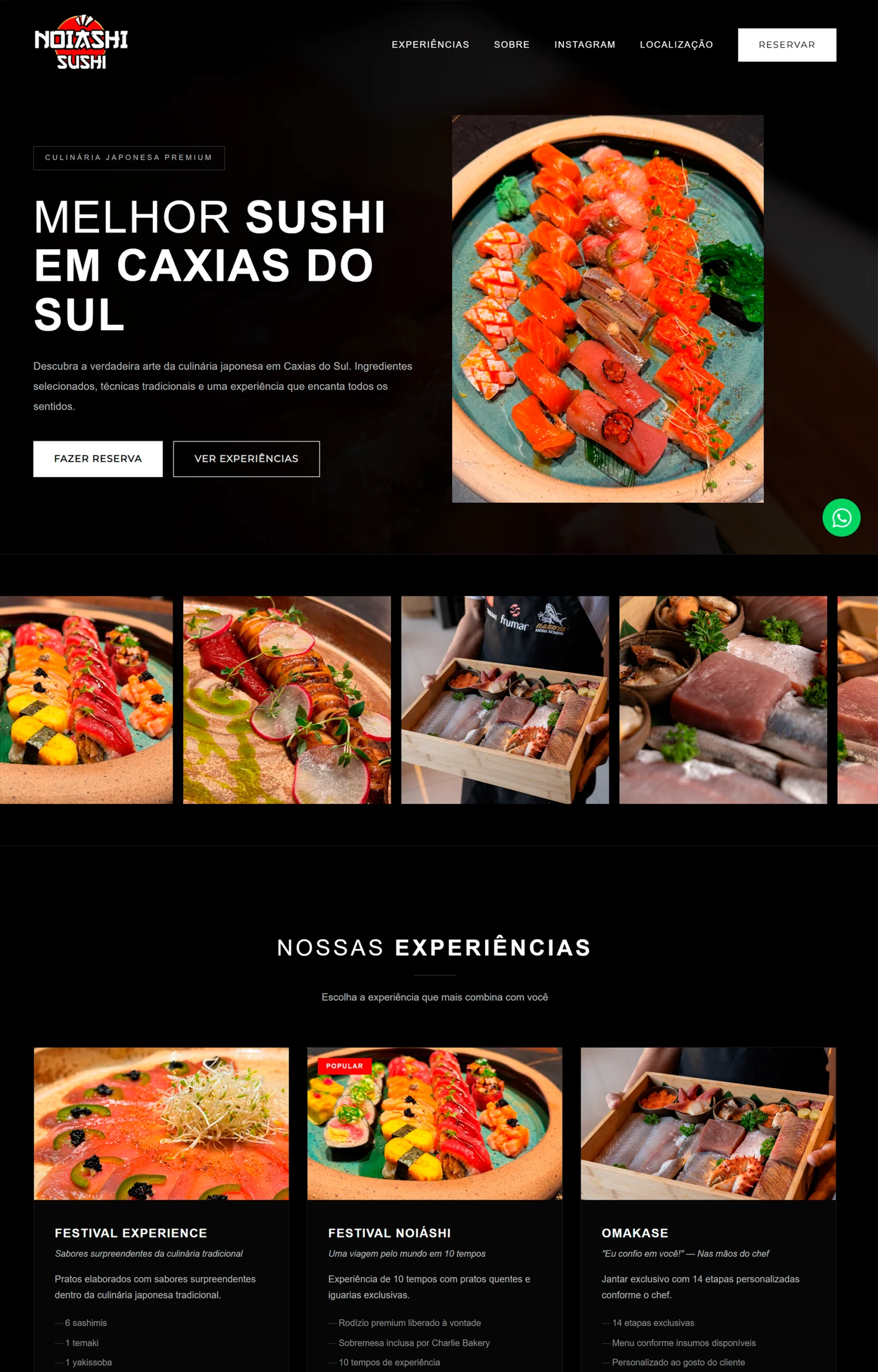Landing page Noiáshi Sushi, criação de landing page para restaurante em Caxias do Sul